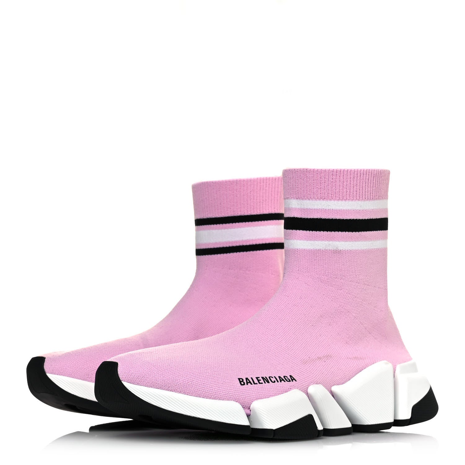 Balenciaga Technical 3D Recycled Knit Striped Womens Speed 2.0 Sneakers 39 Sweet Lilac Multicolor 3 of 8