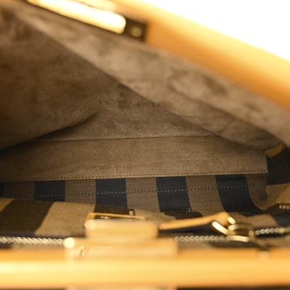 Fendi Vitello Morgan Fabric Jacquard Pequin Medium Peekaboo Iconic Satchel Giallo Syrup Tobacco Black 5 of 11