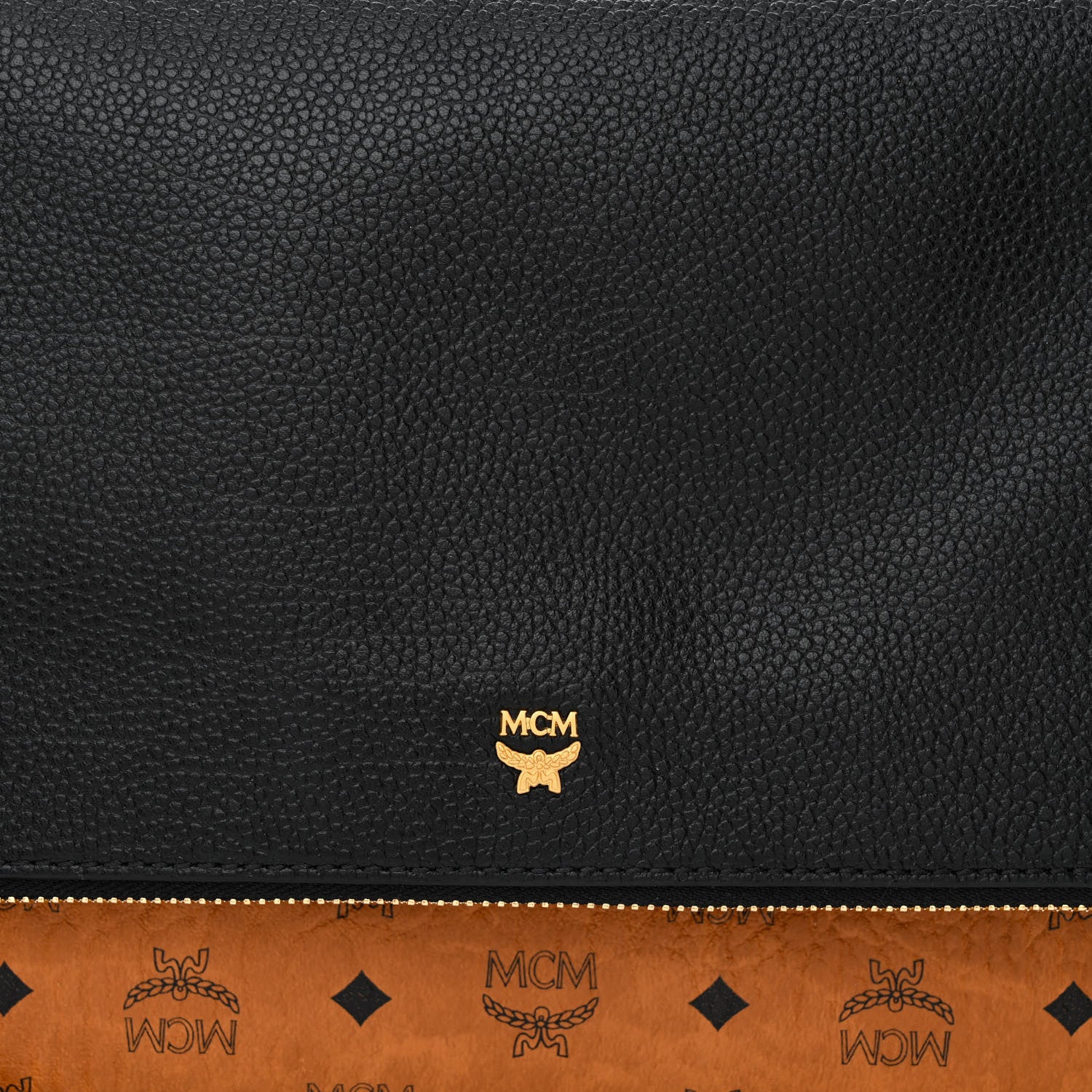 MCM Visetos Corina Foldover Crossbody Bag Cognac Black 9 of 11