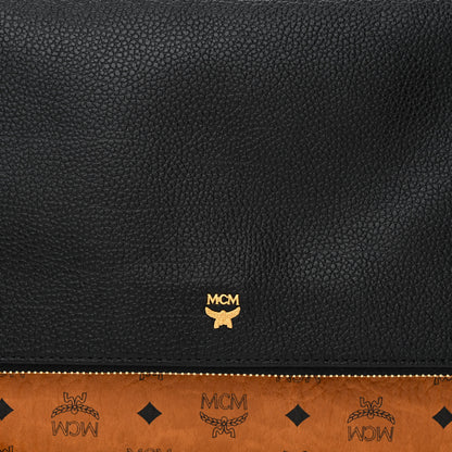 MCM Visetos Corina Foldover Crossbody Bag Cognac Black 9 of 11