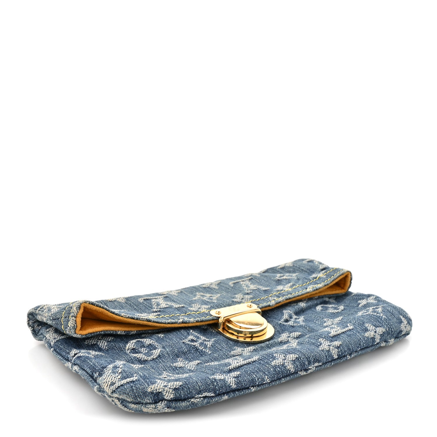 Louis Vuitton Monogram Denim Pochette Plat Clutch Blue 1812698
