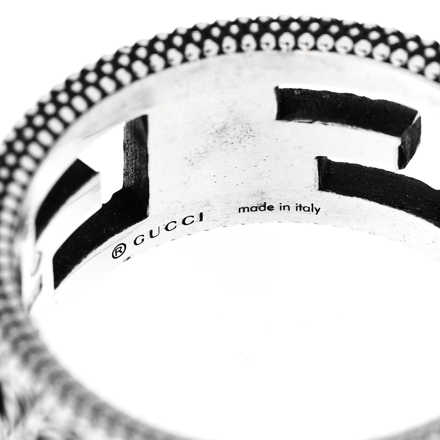 Gucci Sterling Silver Wide Square G Band Ring 63 10.5 4 of 6