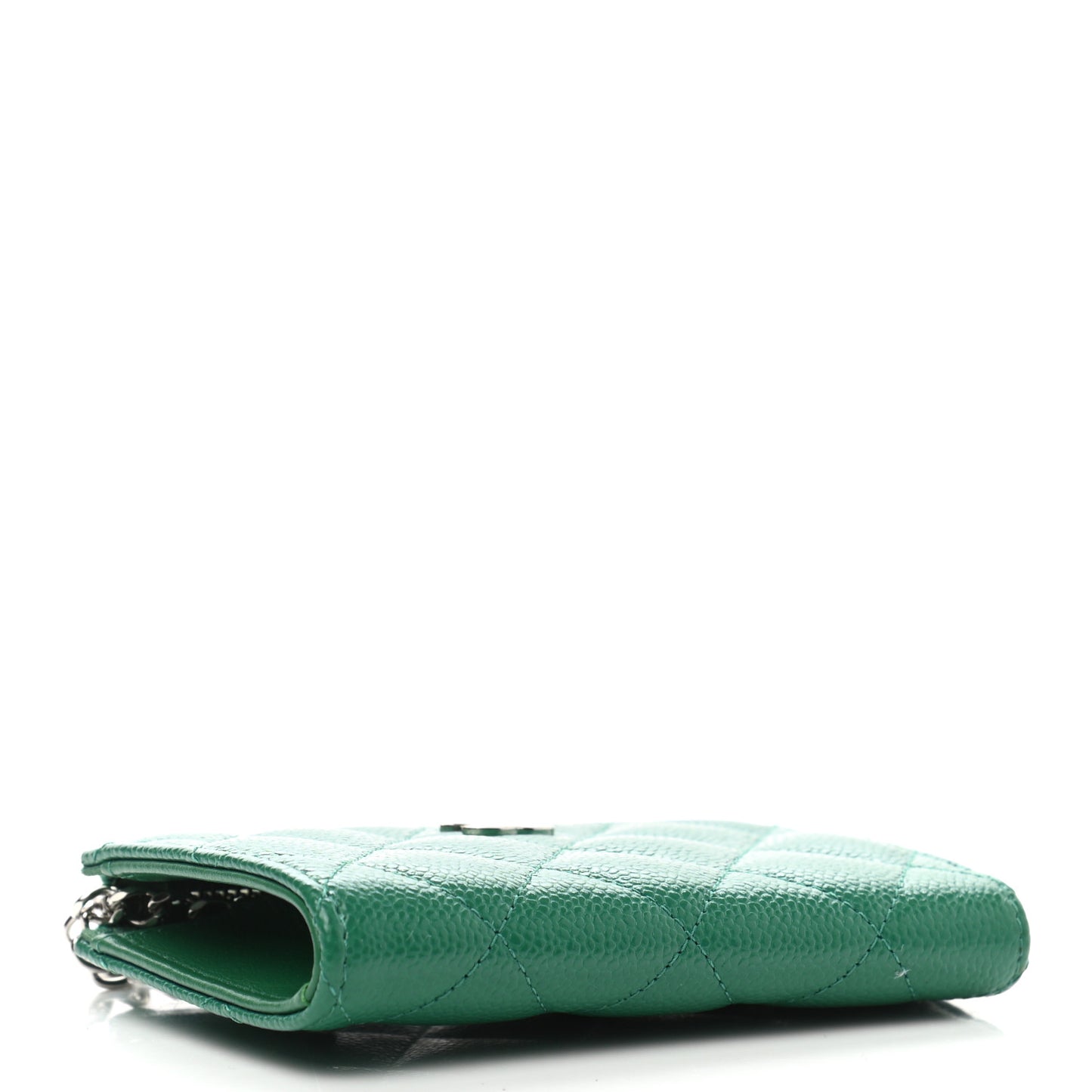Caviar Quilted Zipped Key Holder Case Green