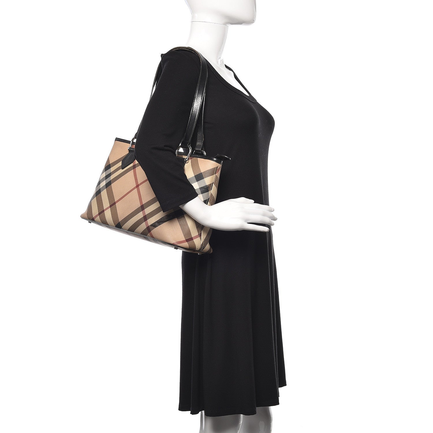 Burberry Patent Trim Nova Check Shopper Tote Black 2 of 20