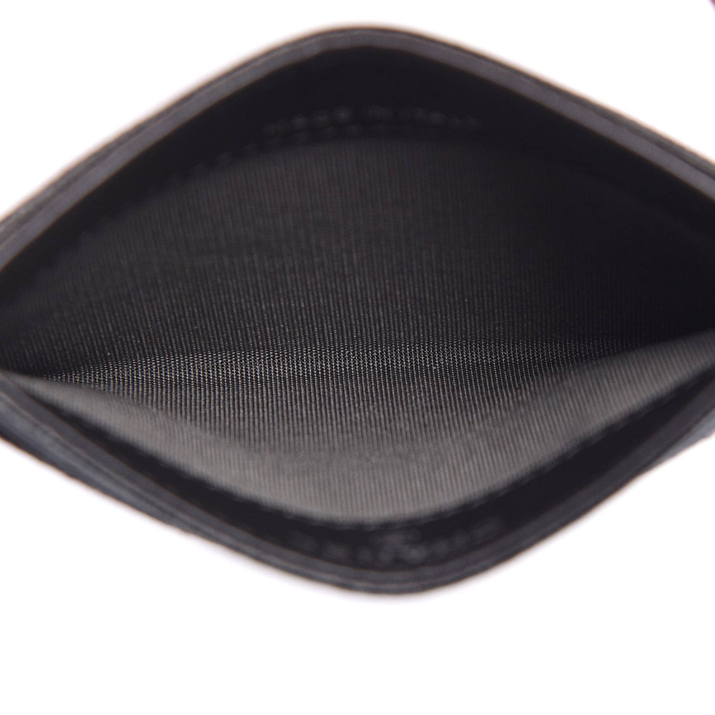 Metallic Caviar Quilted CC Card Holder Dark Grey