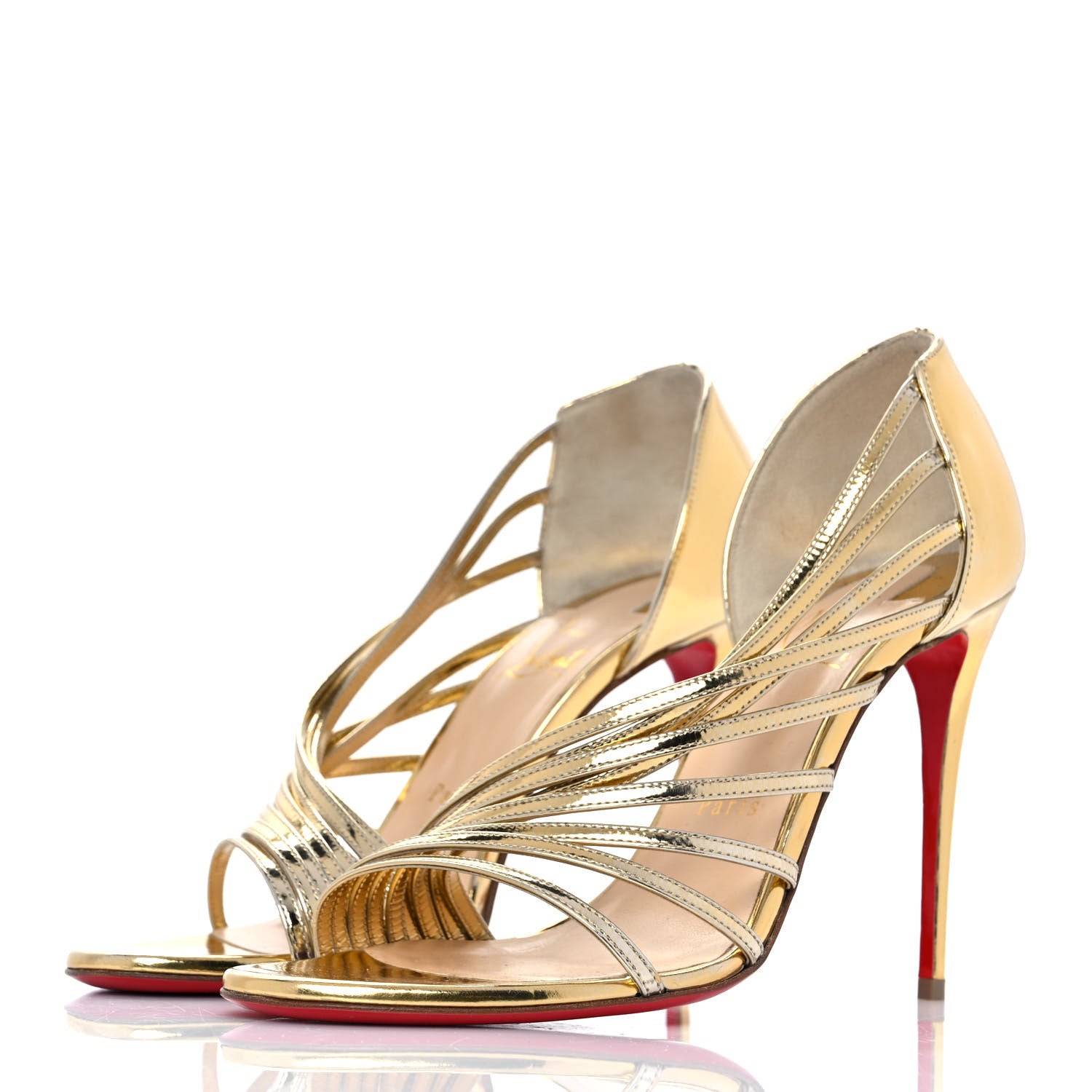 Christian Louboutin Specchio Norina 100 Sandals 39 Gold 3 of 8