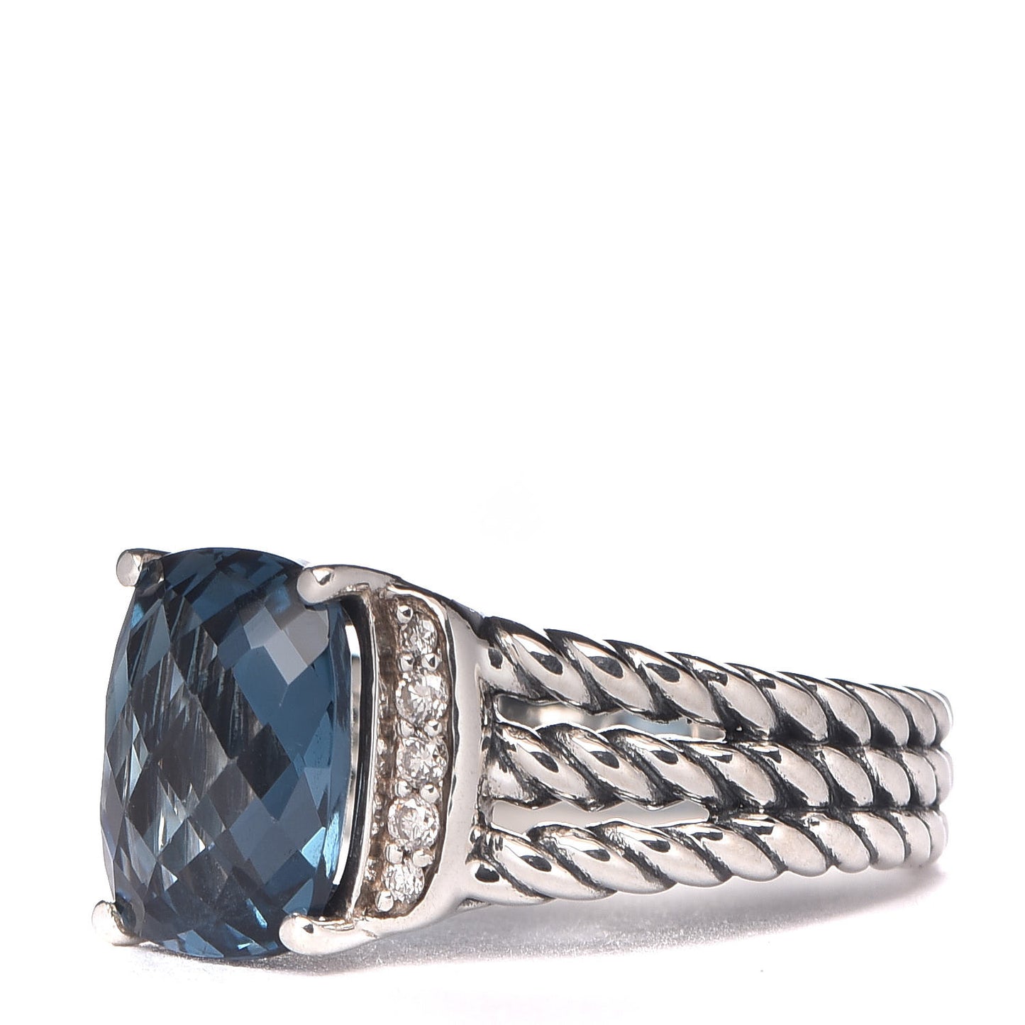 Sterling Silver Diamond Hampton Blue Topaz 10mm Petite Wheaton Ring 49 5