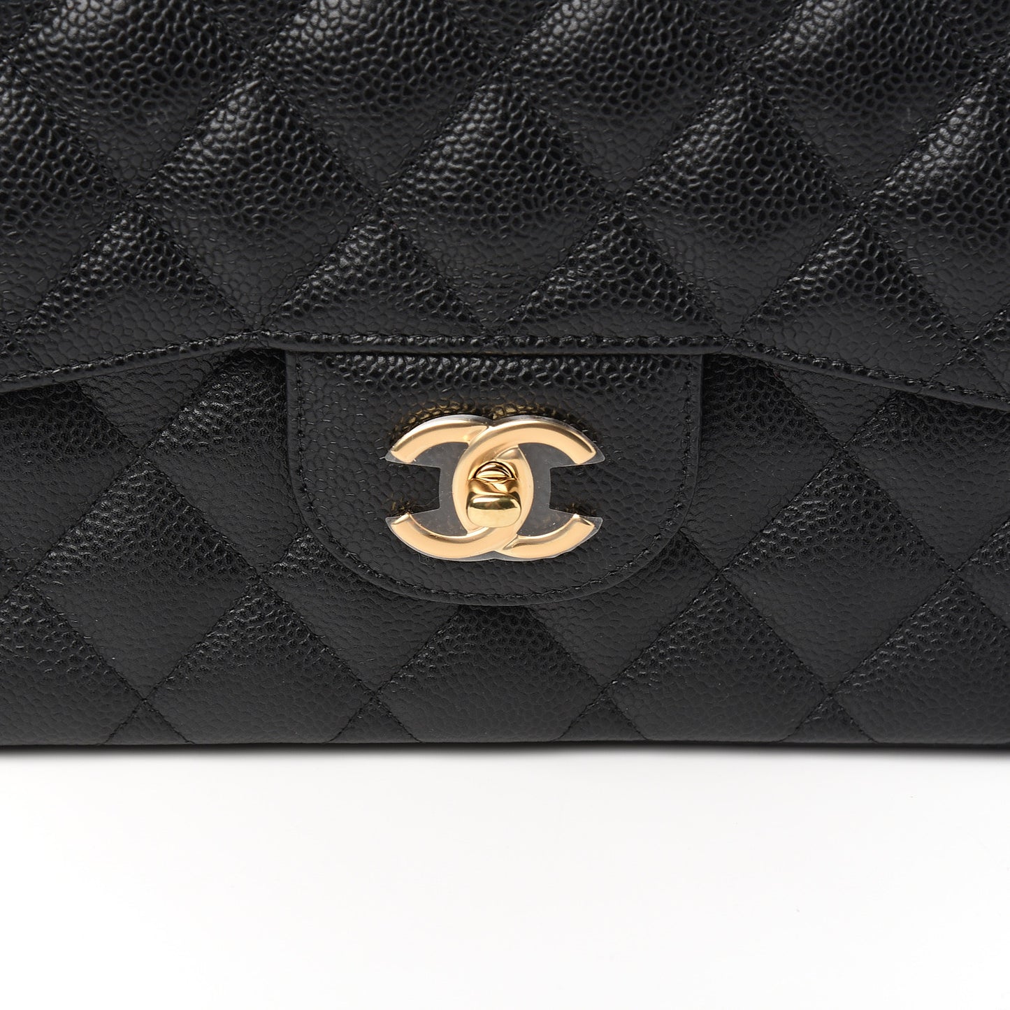 Caviar Quilted Jumbo Double Flap Black