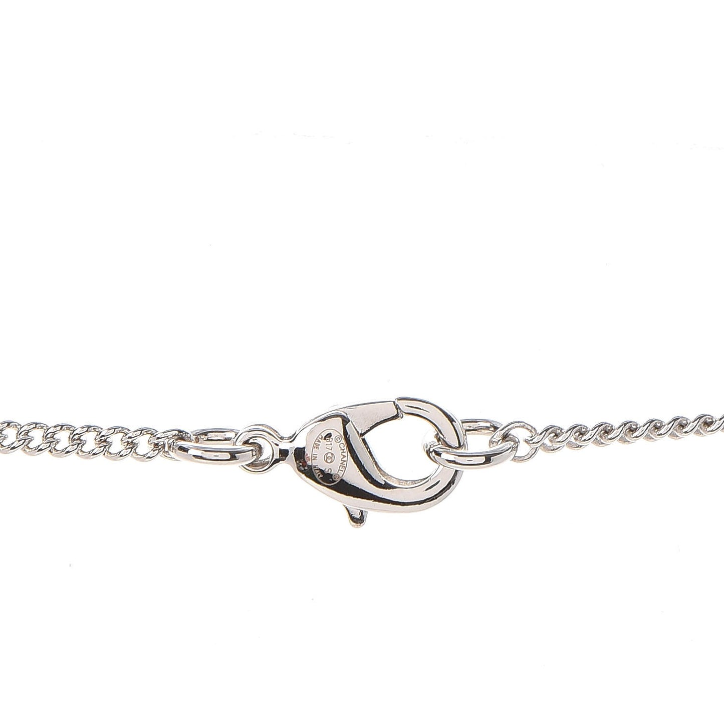 Crystal Strass Cross CC Necklace Silver