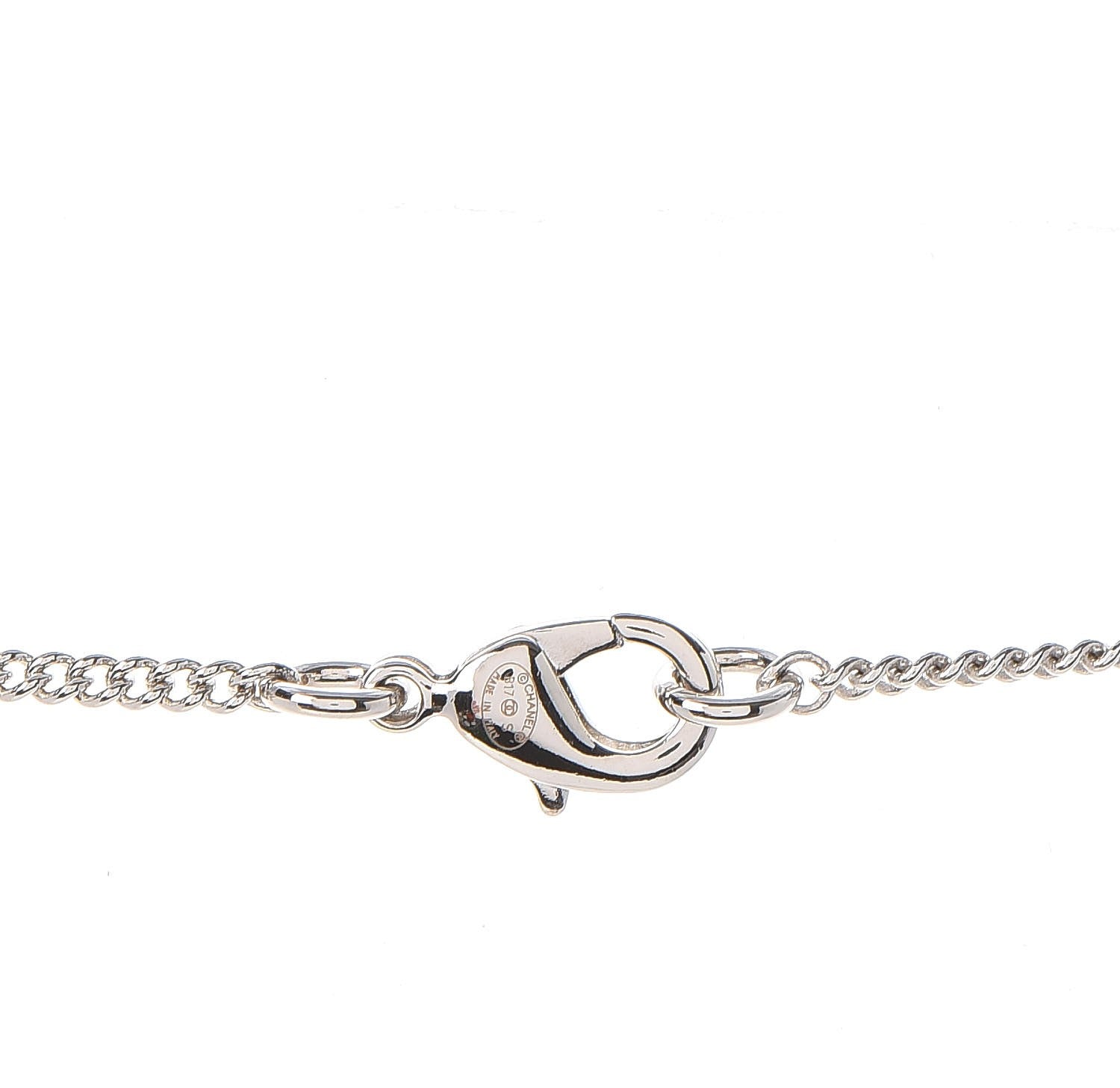 Chanel Crystal Strass Cross CC Necklace Silver 5 of 6