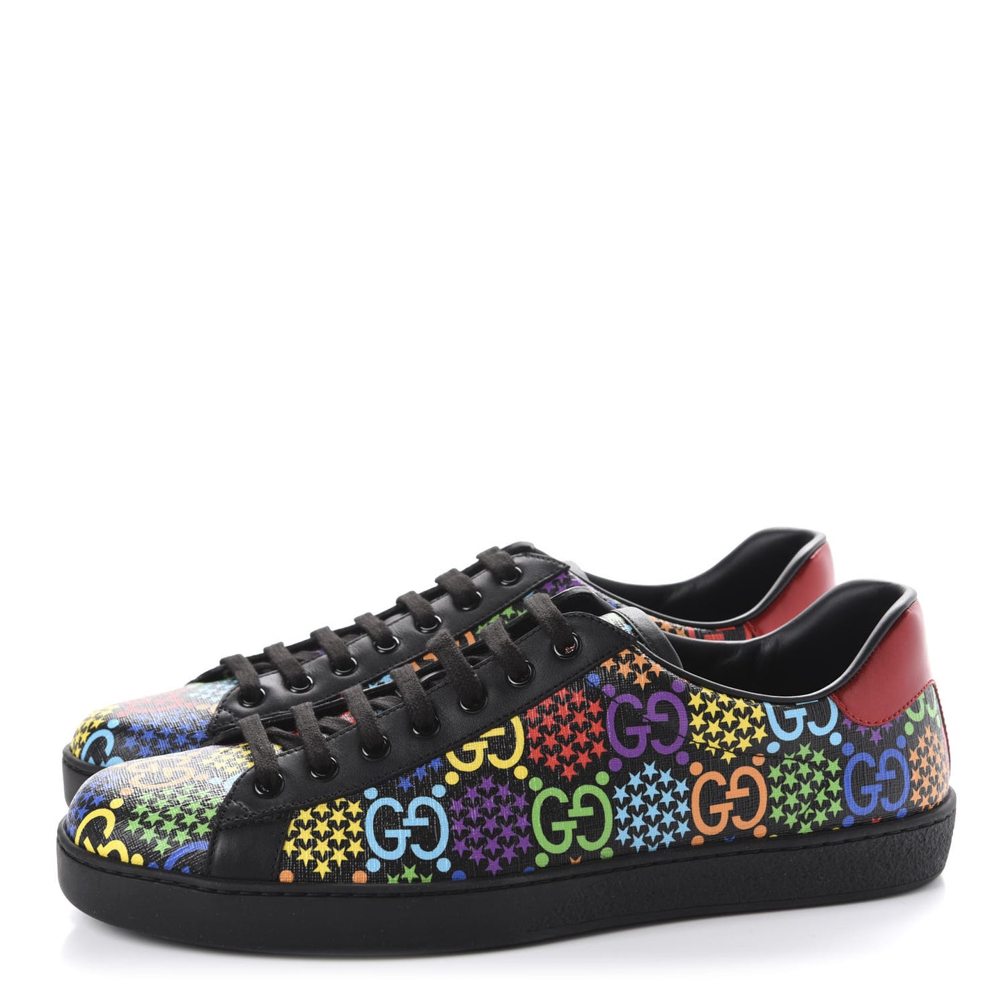 GG Supreme Monogram Psychedelic Mens Ace Sneakers 9 Black Multicolor