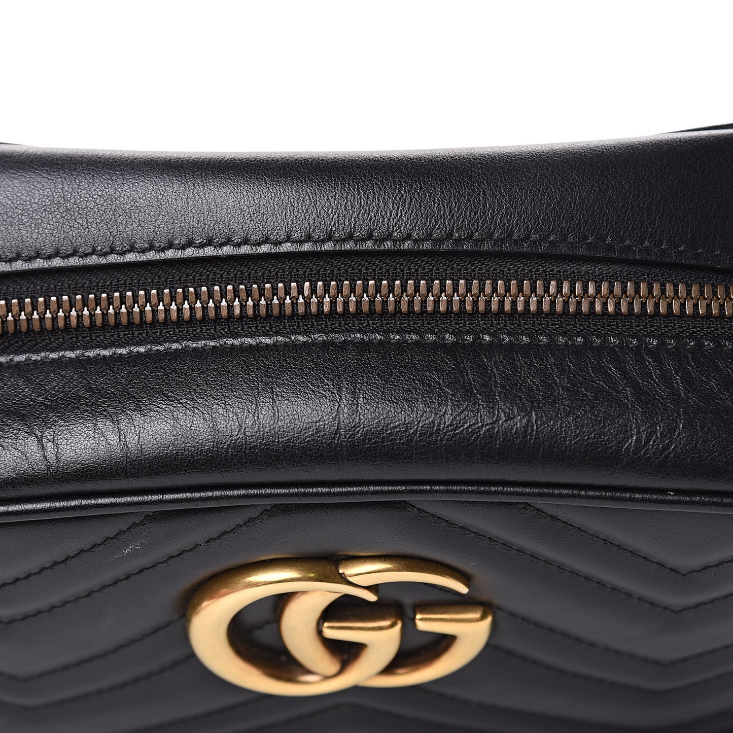 Calfskin Matelasse Small GG Marmont Chain Shoulder Bag Black