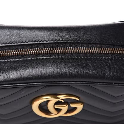 Gucci Calfskin Matelasse Small GG Marmont Chain Shoulder Bag Black 8 of 13