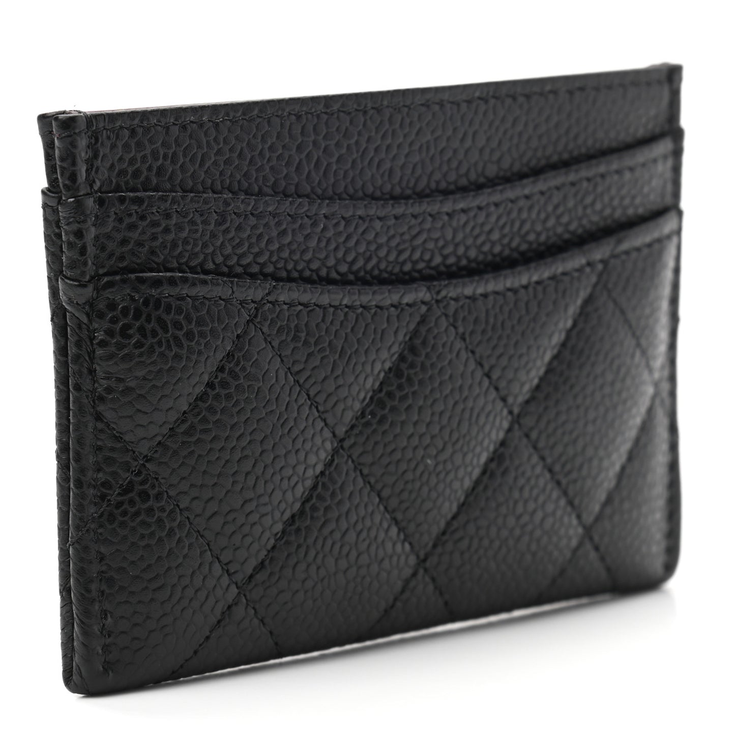 Caviar Quilted Card Holder Black