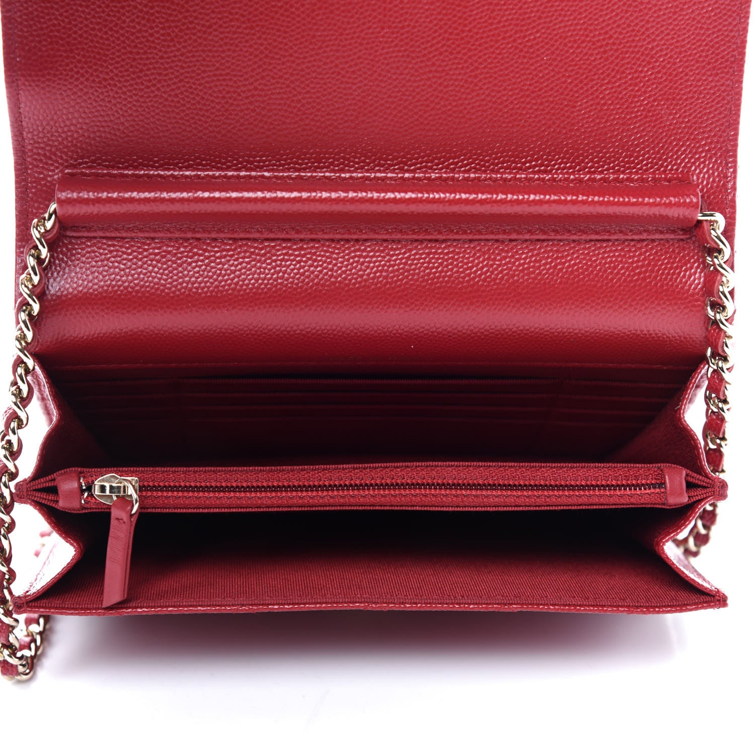 Chanel Caviar Quilted Square Wallet On Chain WOC Dark Red 5 of 11