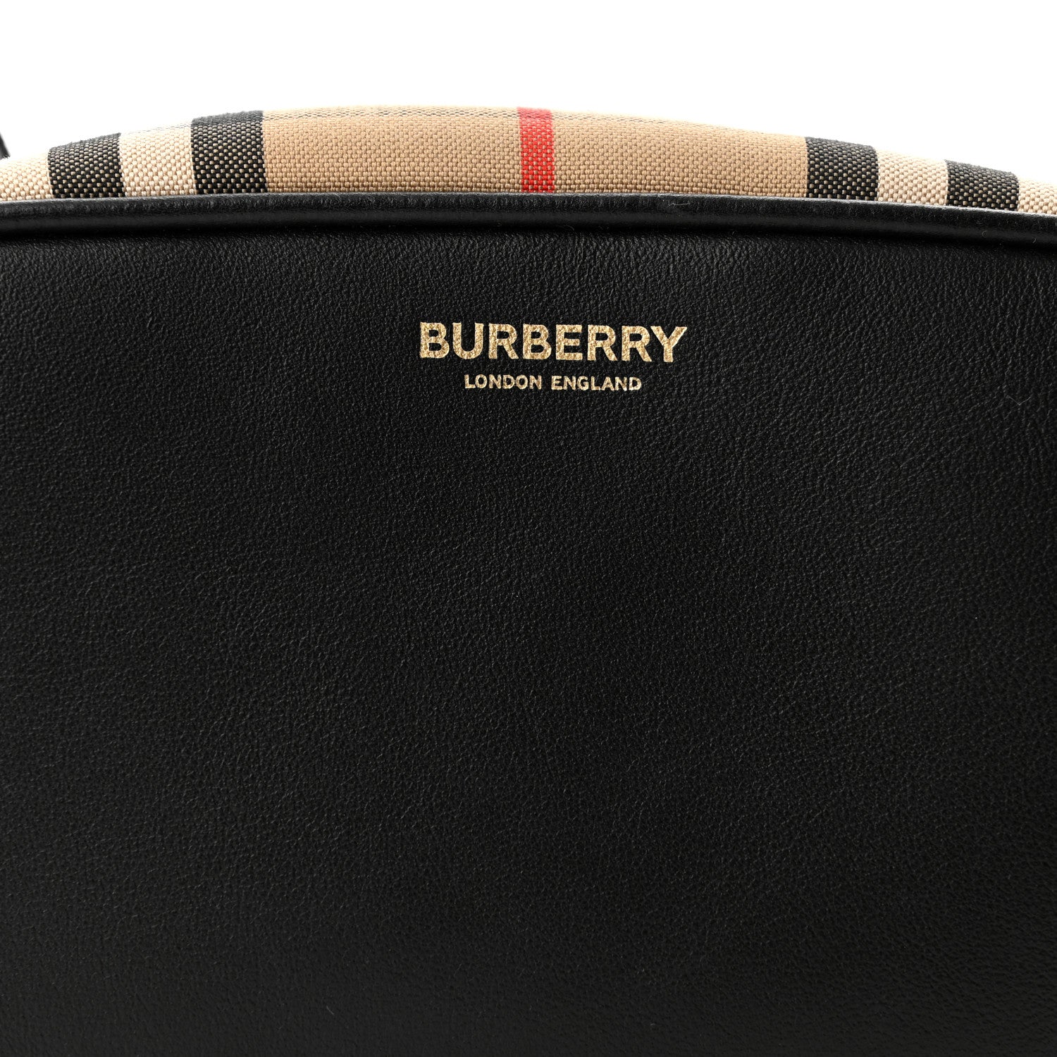 Burberry Calfskin Vintage Check Half Cube Crossbody Bag Black 8 of 10