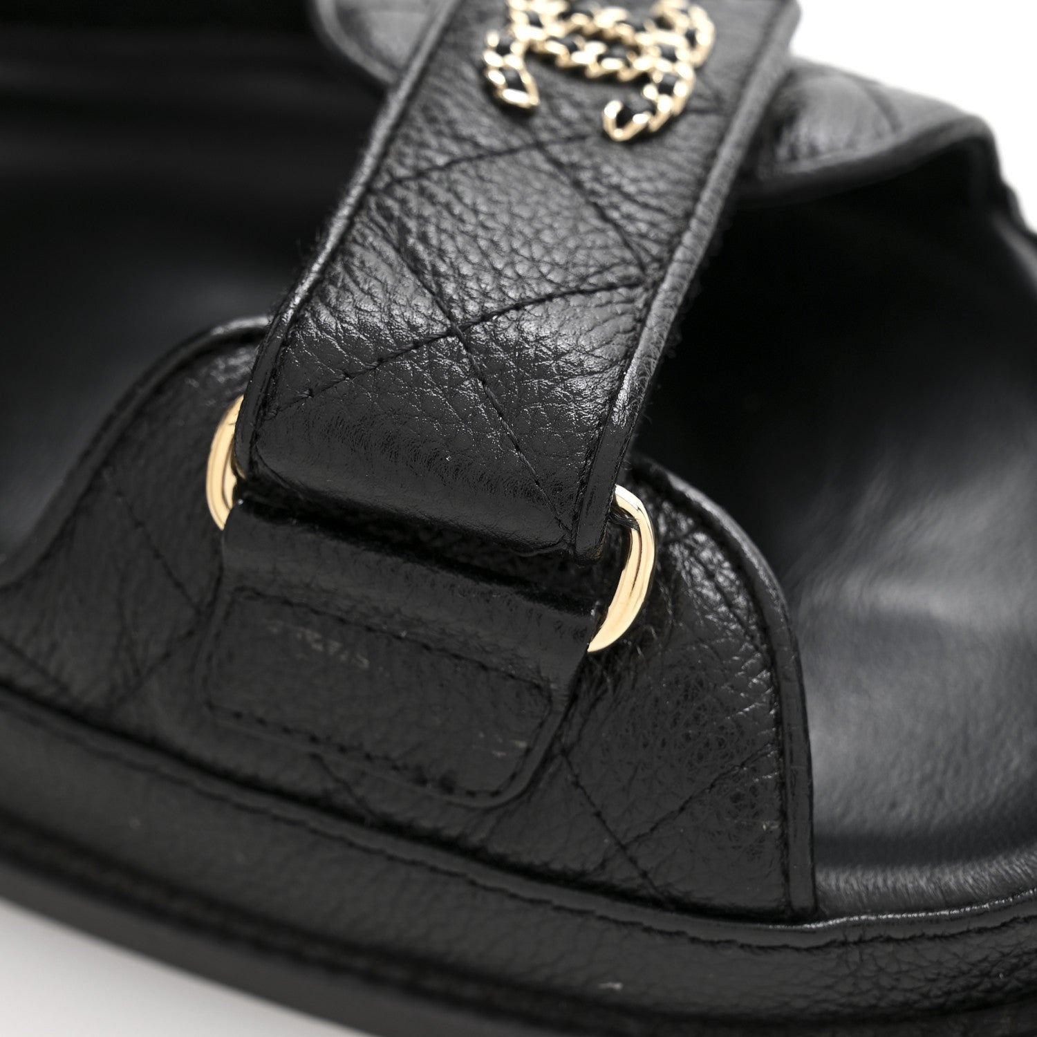 Chanel Grained Calfskin Velcro Dad Sandals 37.5 Black 12 of 14