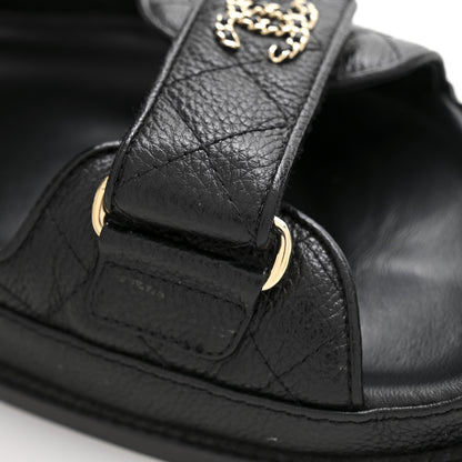 Chanel Grained Calfskin Velcro Dad Sandals 37.5 Black 12 of 14