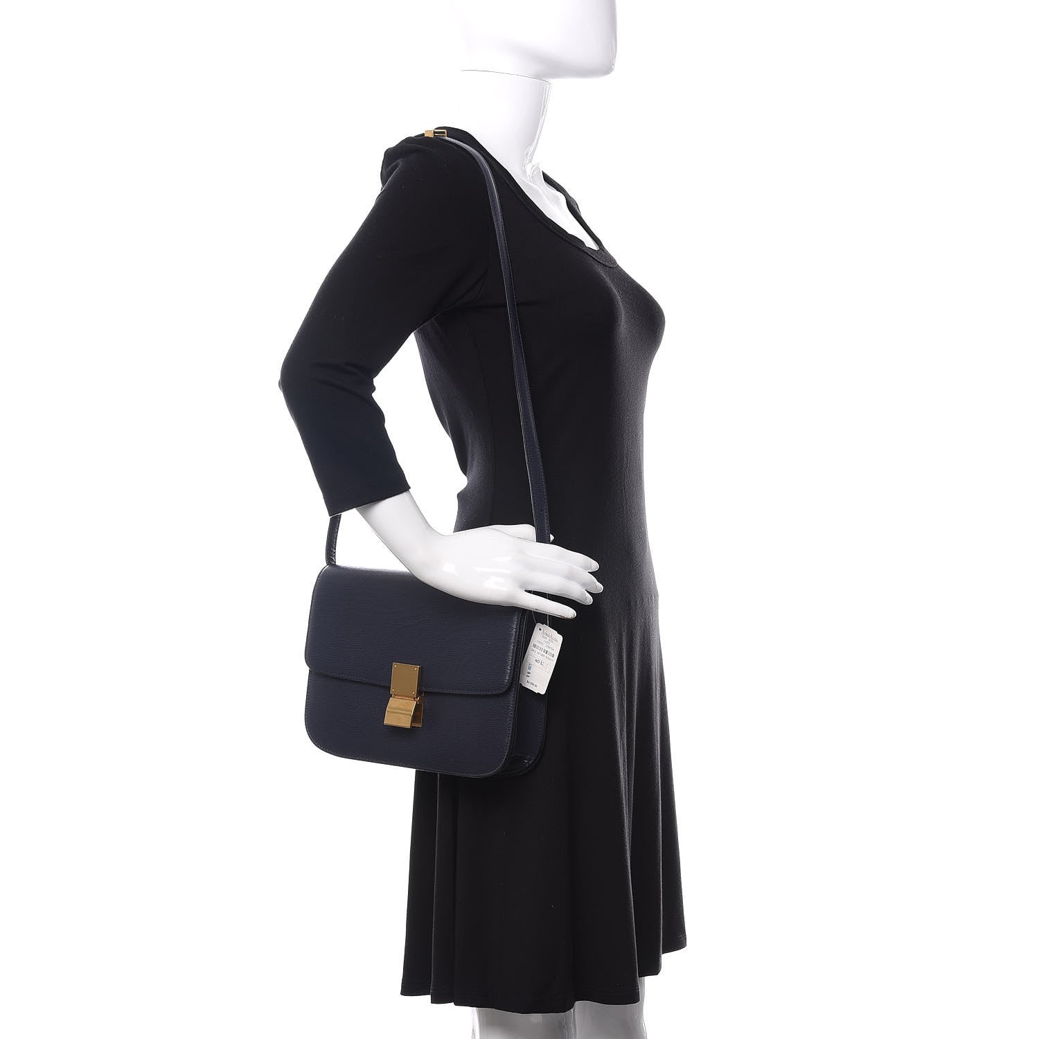 Celine Liege Calfskin Medium Classic Box Flap Bag Dark Blue 2 of 13