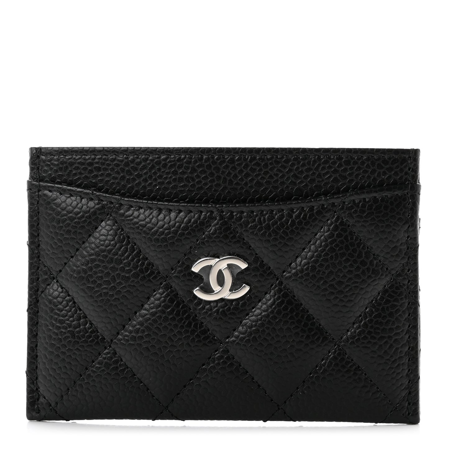 Caviar Quilted Card Holder Black