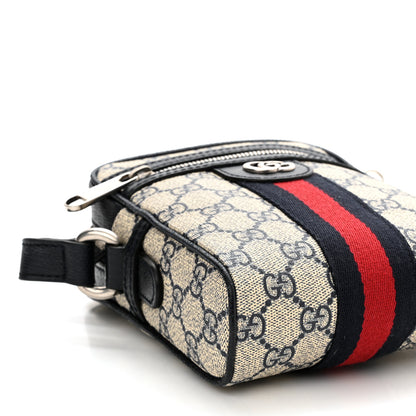 Gucci GG Supreme Monogram Textured Calfskin Web Mini Ophidia Messenger Beige Blue 8 of 10
