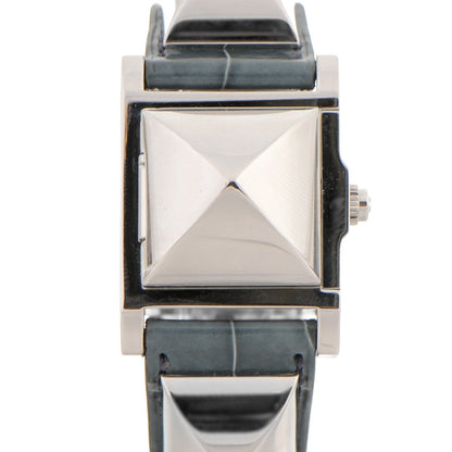 Hermes Stainless Steel Alligator 23mm Medor Watch Bleu Tempete 1 of 10