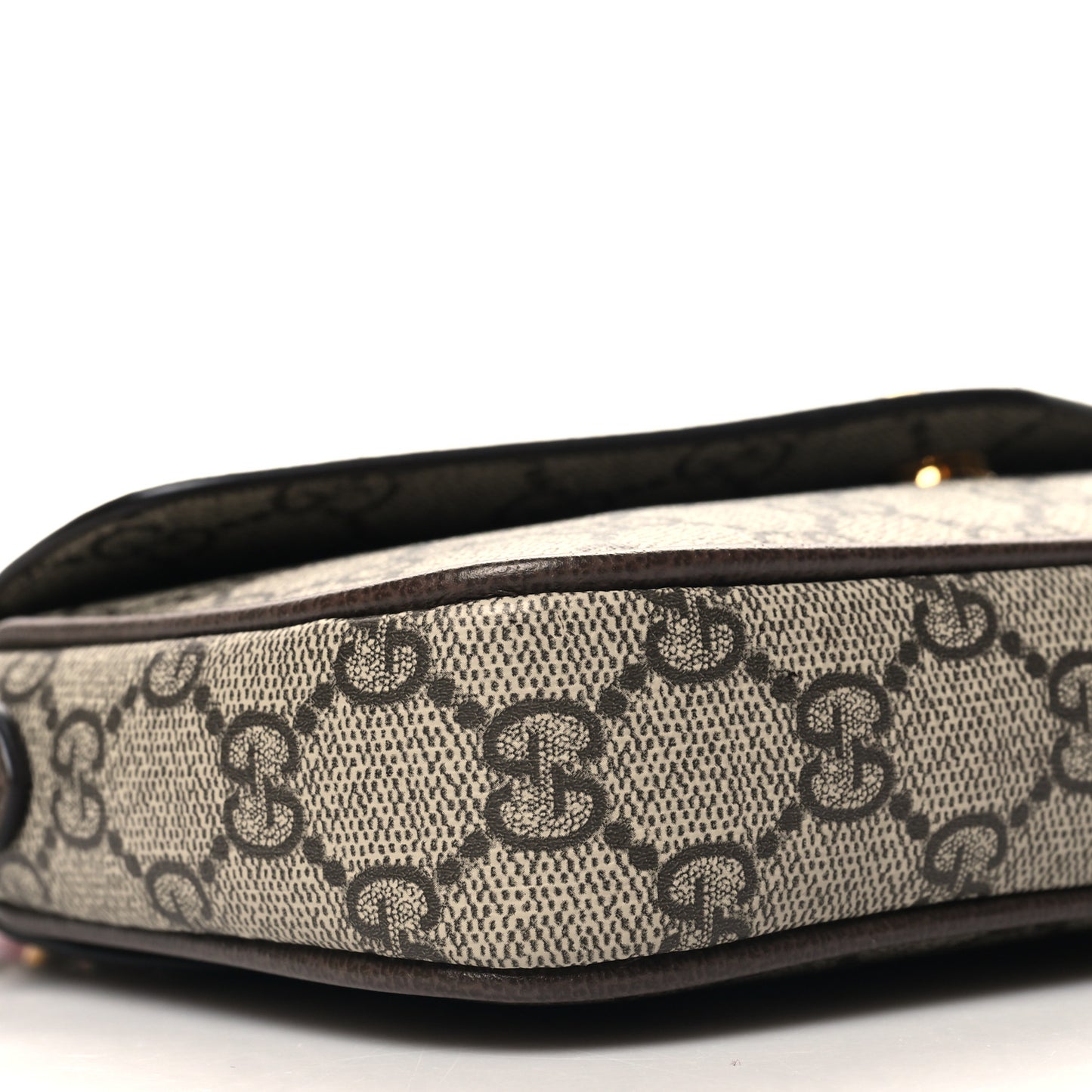 GG Supreme Monogram Textured Dollar Calfskin Web Mini Ophidia Envelope Shoulder Bag Beige Ebony