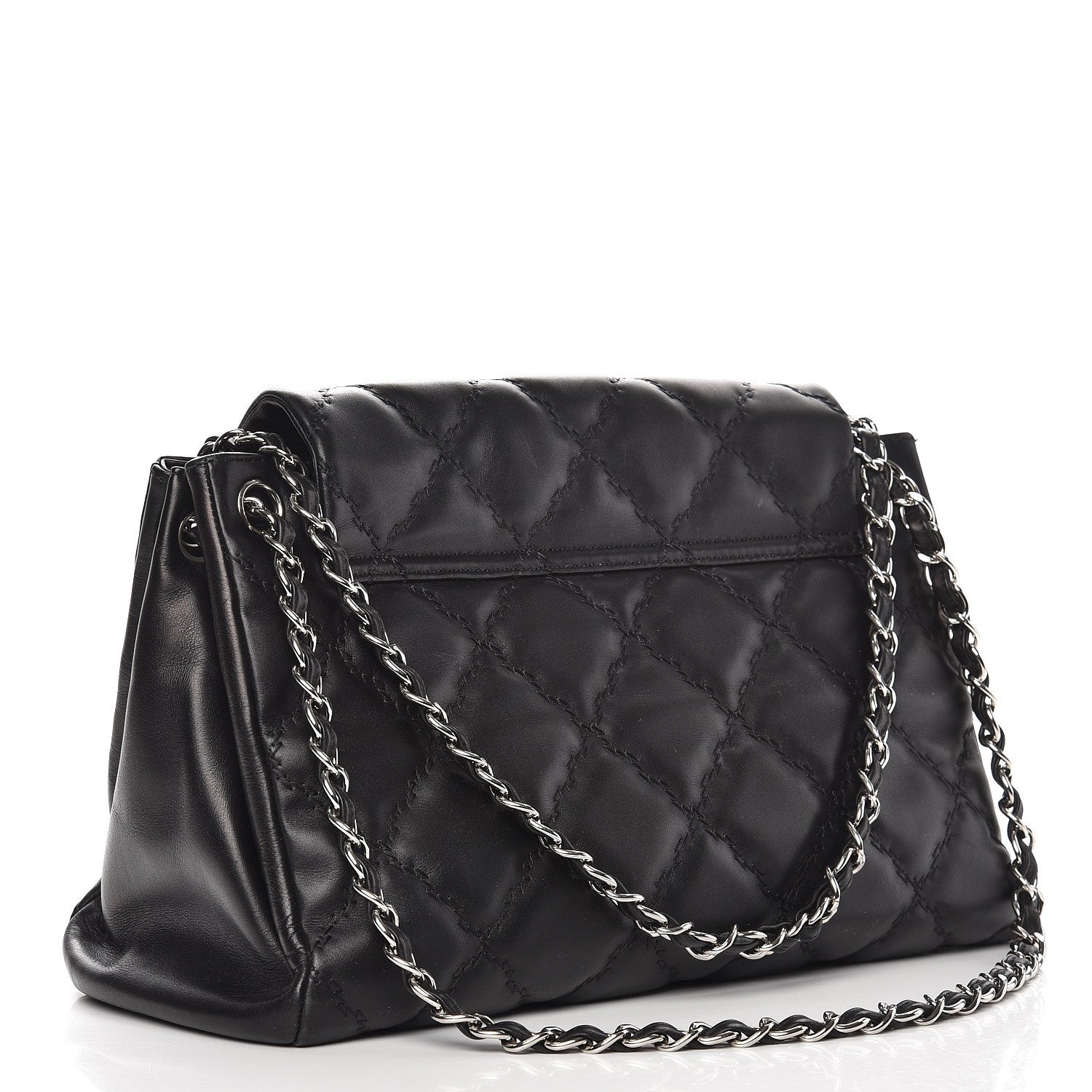 Chanel Calfskin Double Stitch Large Hamptons Flap Bag Black 3 of 16