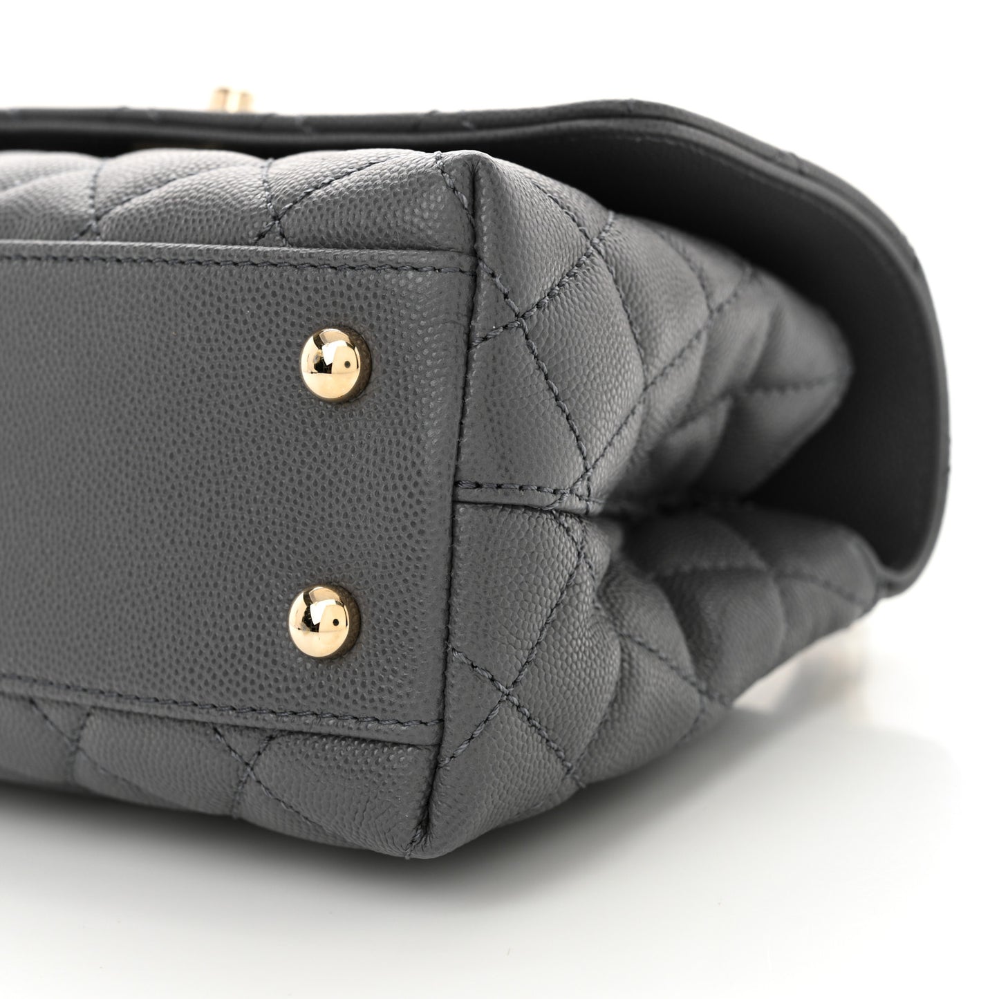 Caviar Quilted Mini Coco Handle Flap Grey