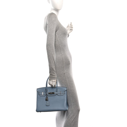 Hermes Togo Birkin 30 Bleu Lin 2 of 12