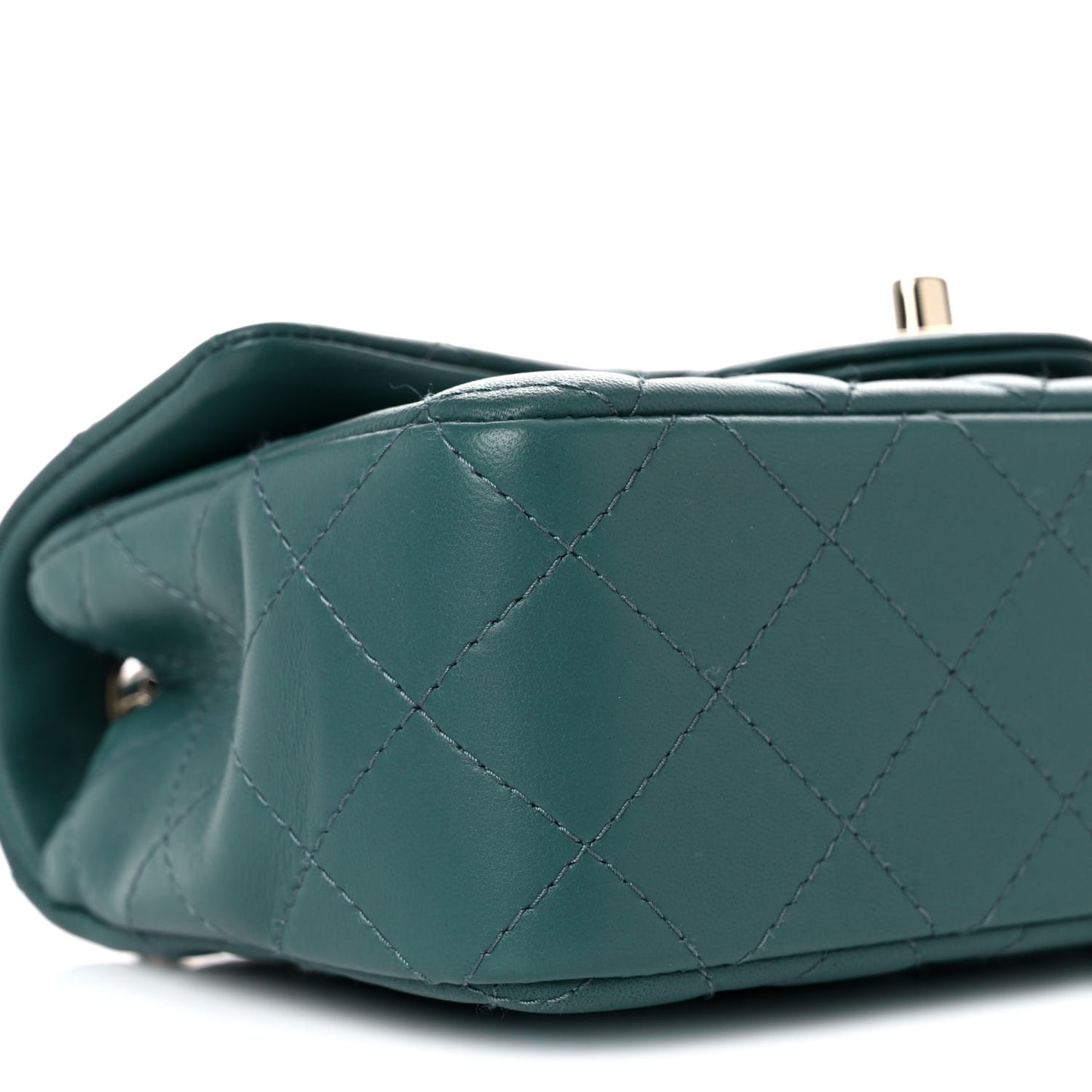 Lambskin Quilted Mini Rectangular Flap Green