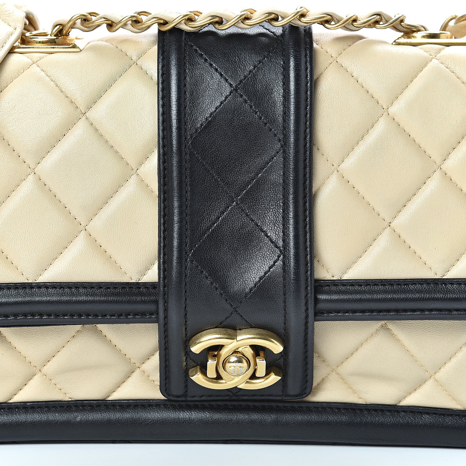 Chanel Lambskin Quilted Medium Elegant CC Flap Beige Black 8 of 11