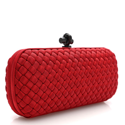 Bottega Veneta Silk Faille Intrecciato Knot Clutch Red 3 of 6