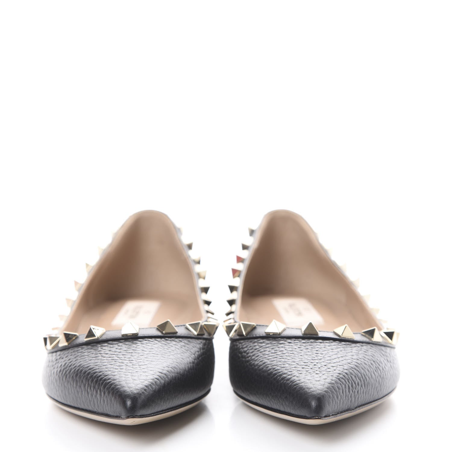 Valentino Garavani Pebbled Calfskin Rockstud Ballerina Flats 36.5 Black 2 of 12