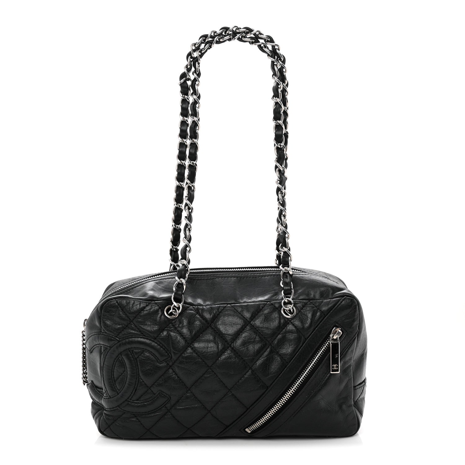 Chanel Aged Calfskin Quilted Cotton Club Bowler Black 1 of 10