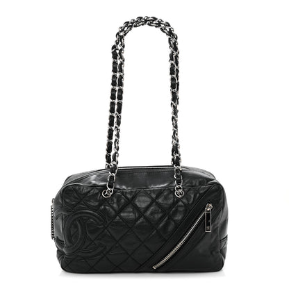 Chanel Aged Calfskin Quilted Cotton Club Bowler Black 1 of 10