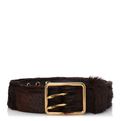 Prada Cavallino Calf Hair Belt 90 36 Cacao 1 of 8