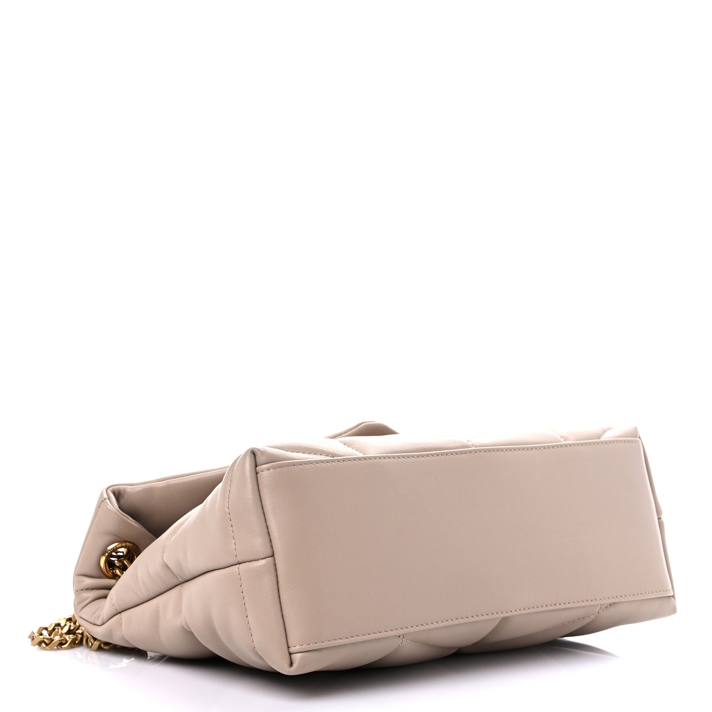 Lambskin Quilted Small Loulou Puffer Monogram Chain Satchel Dark Beige