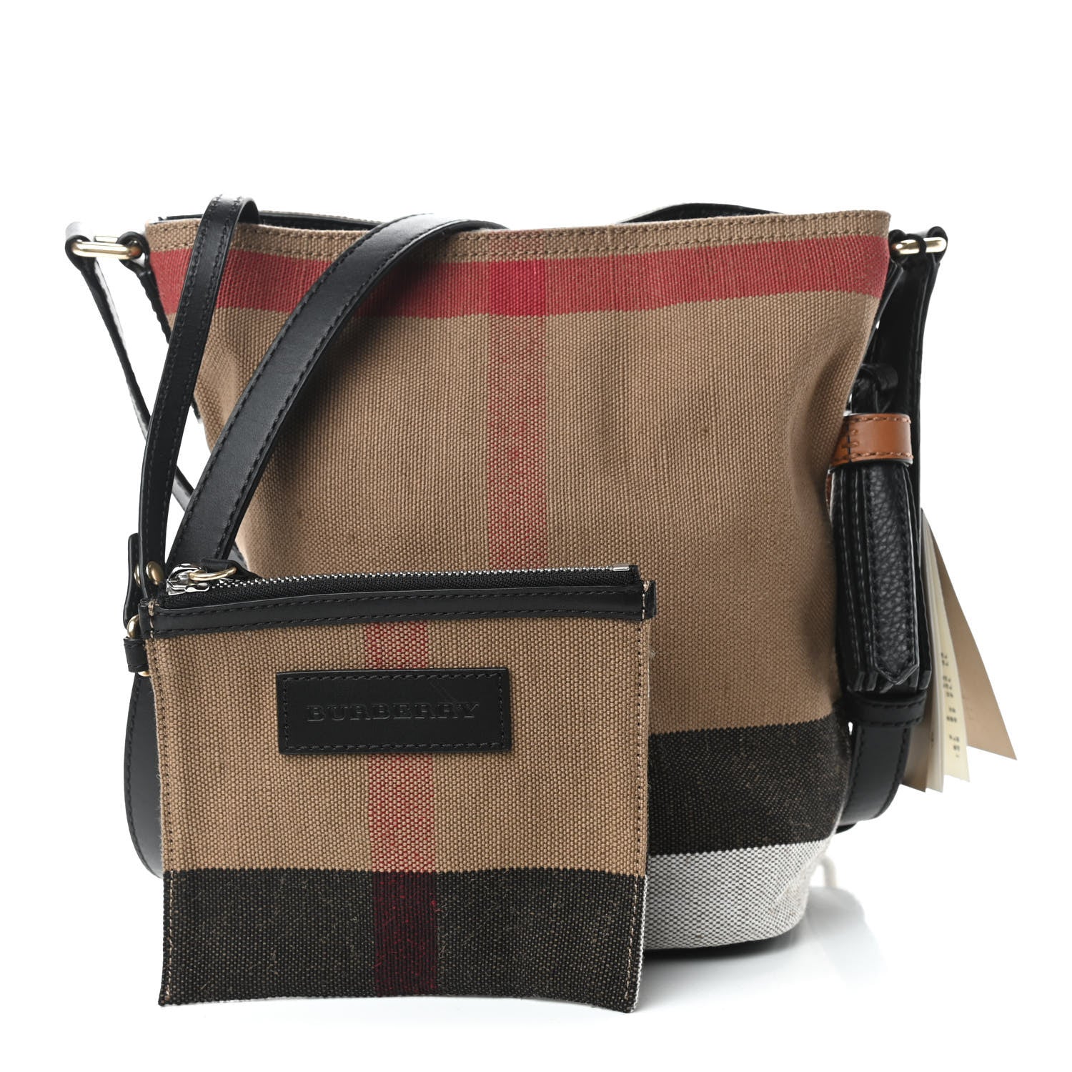 Burberry Canvas Mega Check Mini Ashby Tassel Crossbody Black 3 of 10