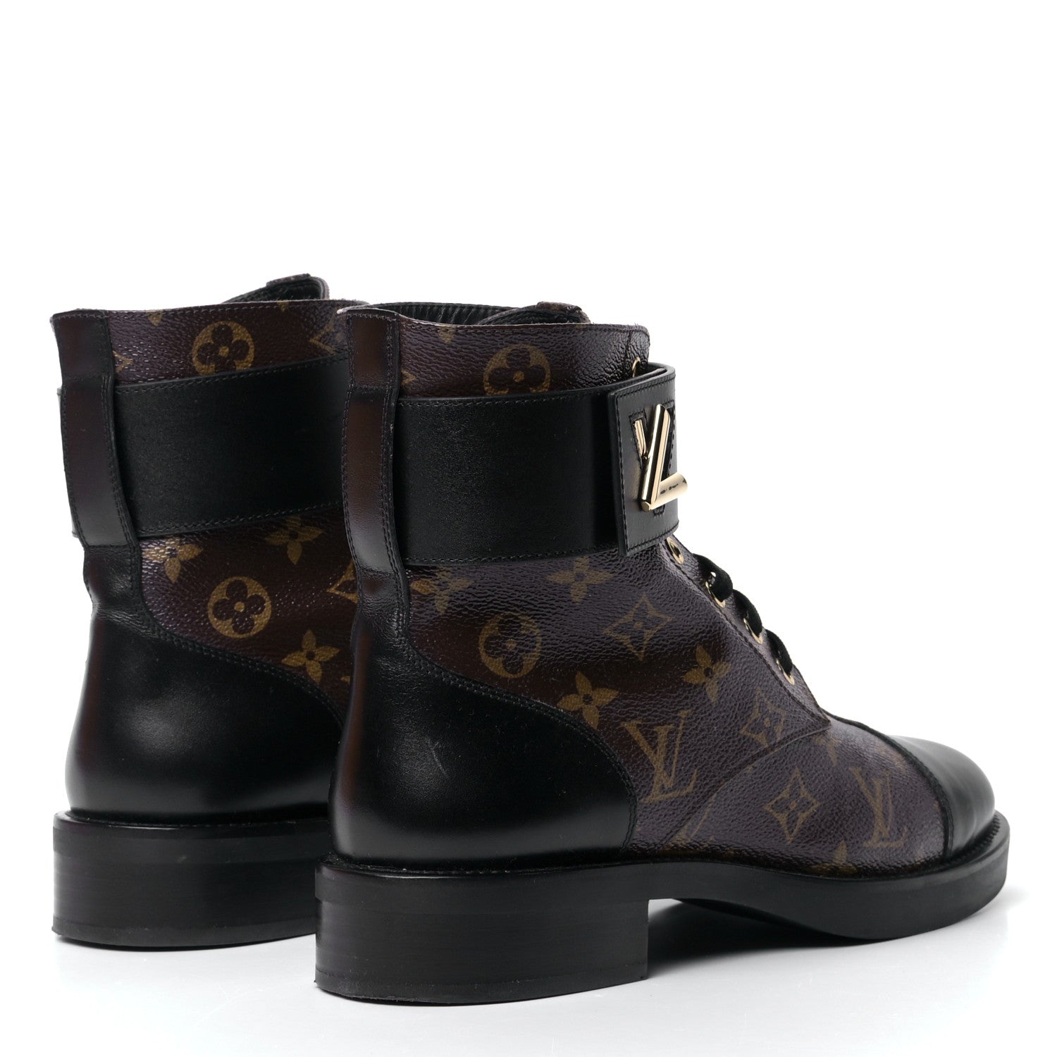 Louis Vuitton Calfskin Monogram Wonderland Flat Ranger Boots 40 Black 5 of 10