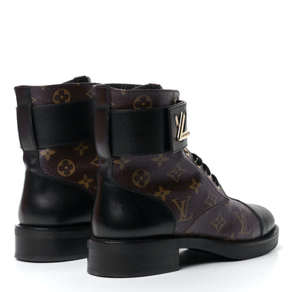 Louis Vuitton Calfskin Monogram Wonderland Flat Ranger Boots 40 Black 5 of 10
