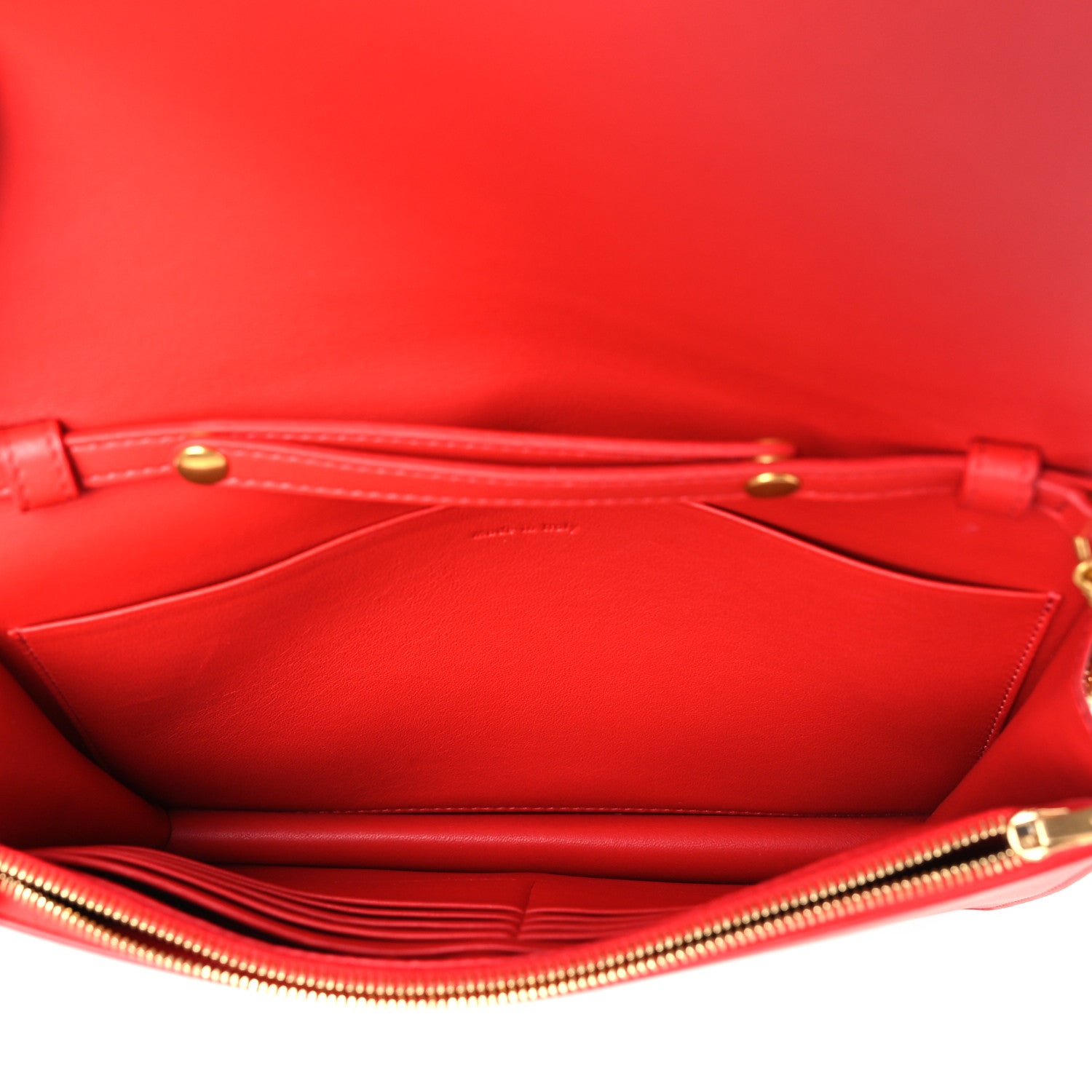 Celine Smooth Lambskin Frame Evening Chain Clutch Grey Red 5 of 8