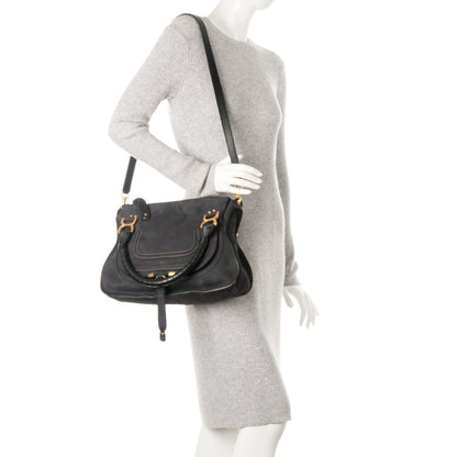 Chloe Nubuck Calfskin Medium Marcie Satchel Black 2 of 8