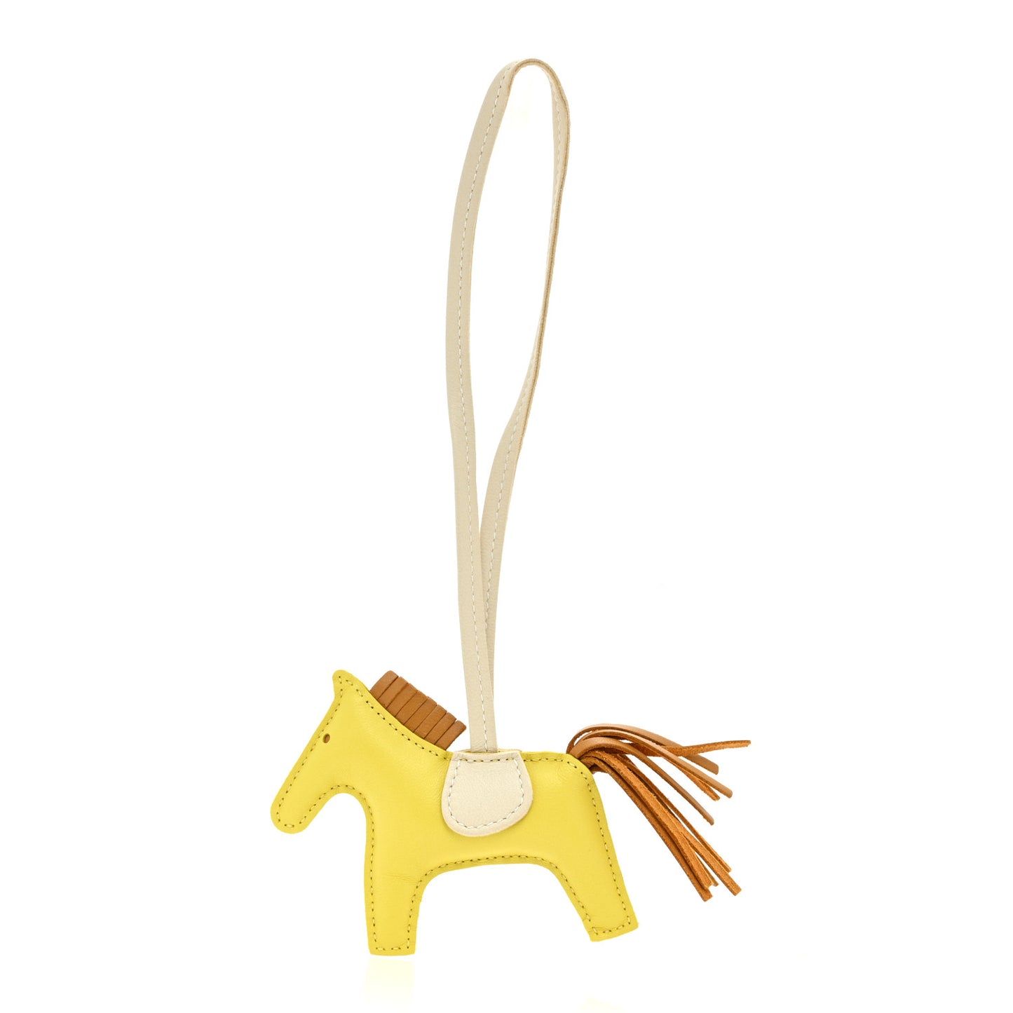 Milo Lambskin Grigri Rodeo Horse Bag Charm PM Lime Sesame Craie
