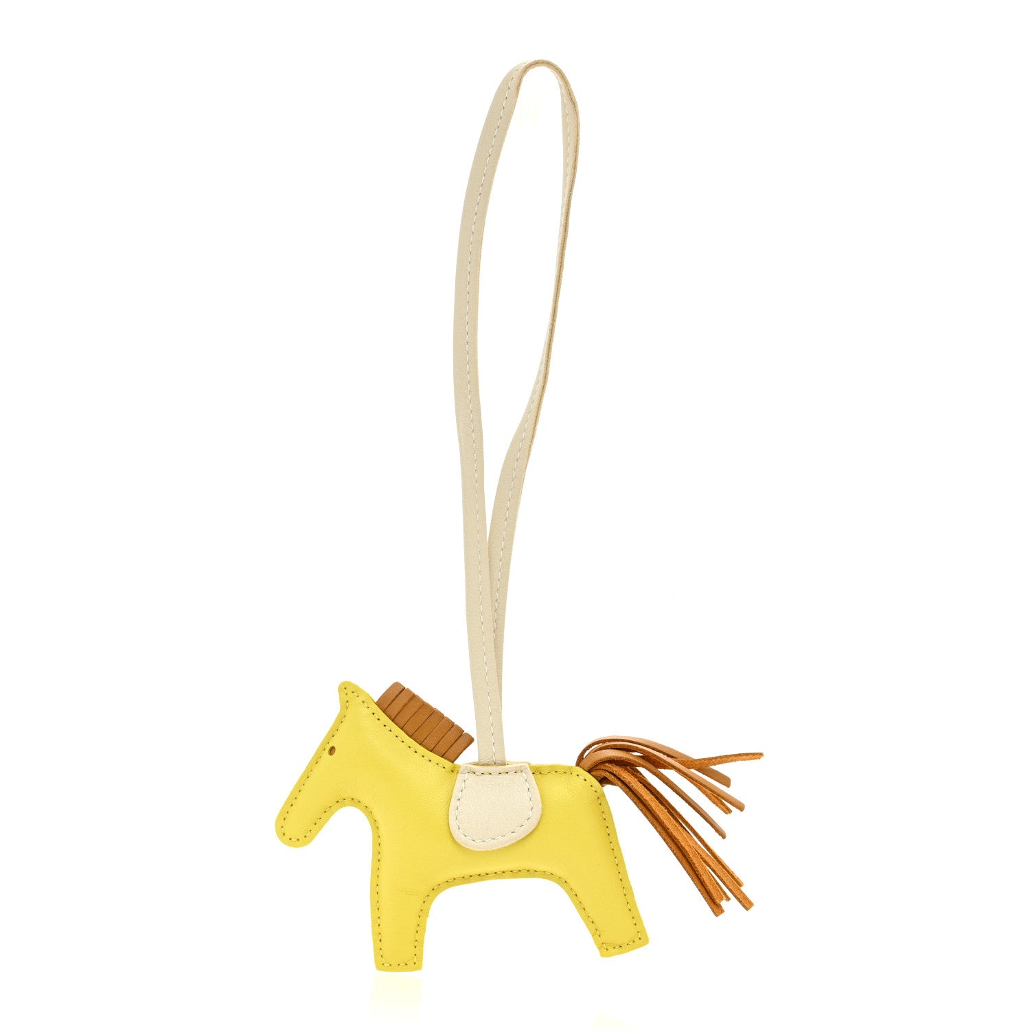 Hermes Milo Lambskin Grigri Rodeo Horse Bag Charm PM Lime Sesame Craie 1 of 4