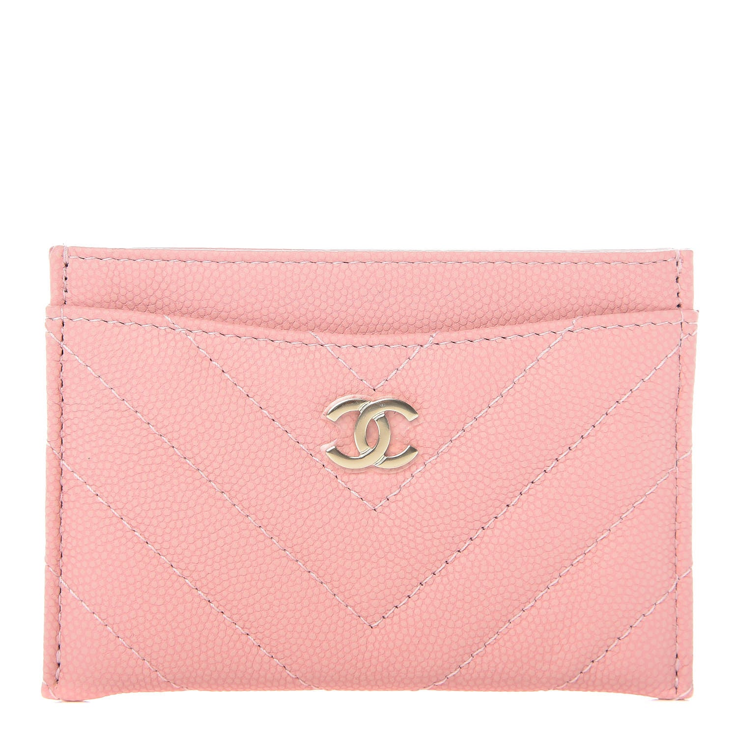 Chanel Caviar Chevron Quilted Card Holder Pink 1 of 9