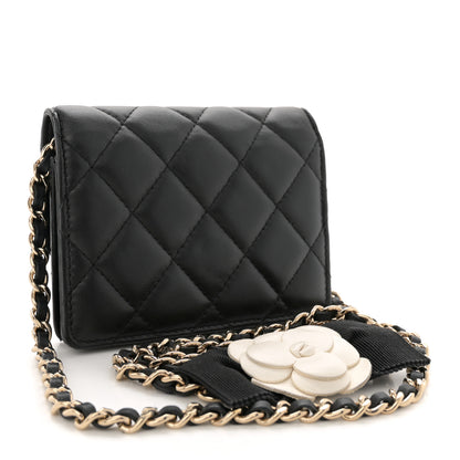 Chanel Lambskin Quilted My Chanel Lady Card Holder On Chain Black 3 of 11
