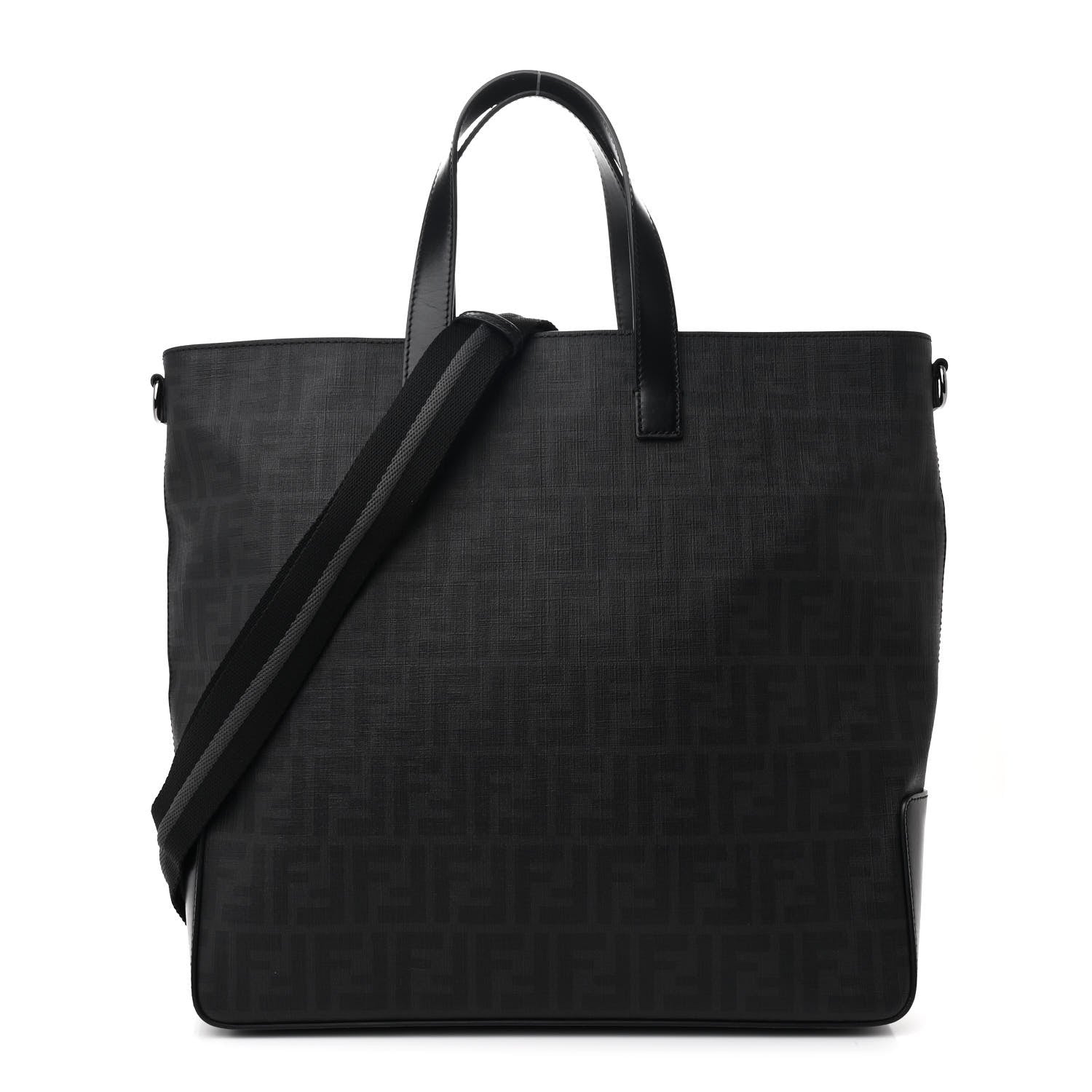 Fendi Zucca Spalmati Top Handle Convertible Tote Black 1 of 10