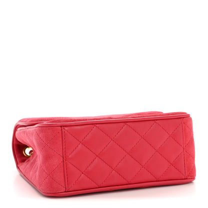 Chanel Suede Lambskin Scallop Quilted Mini Pagoda Flap Pink 4 of 15