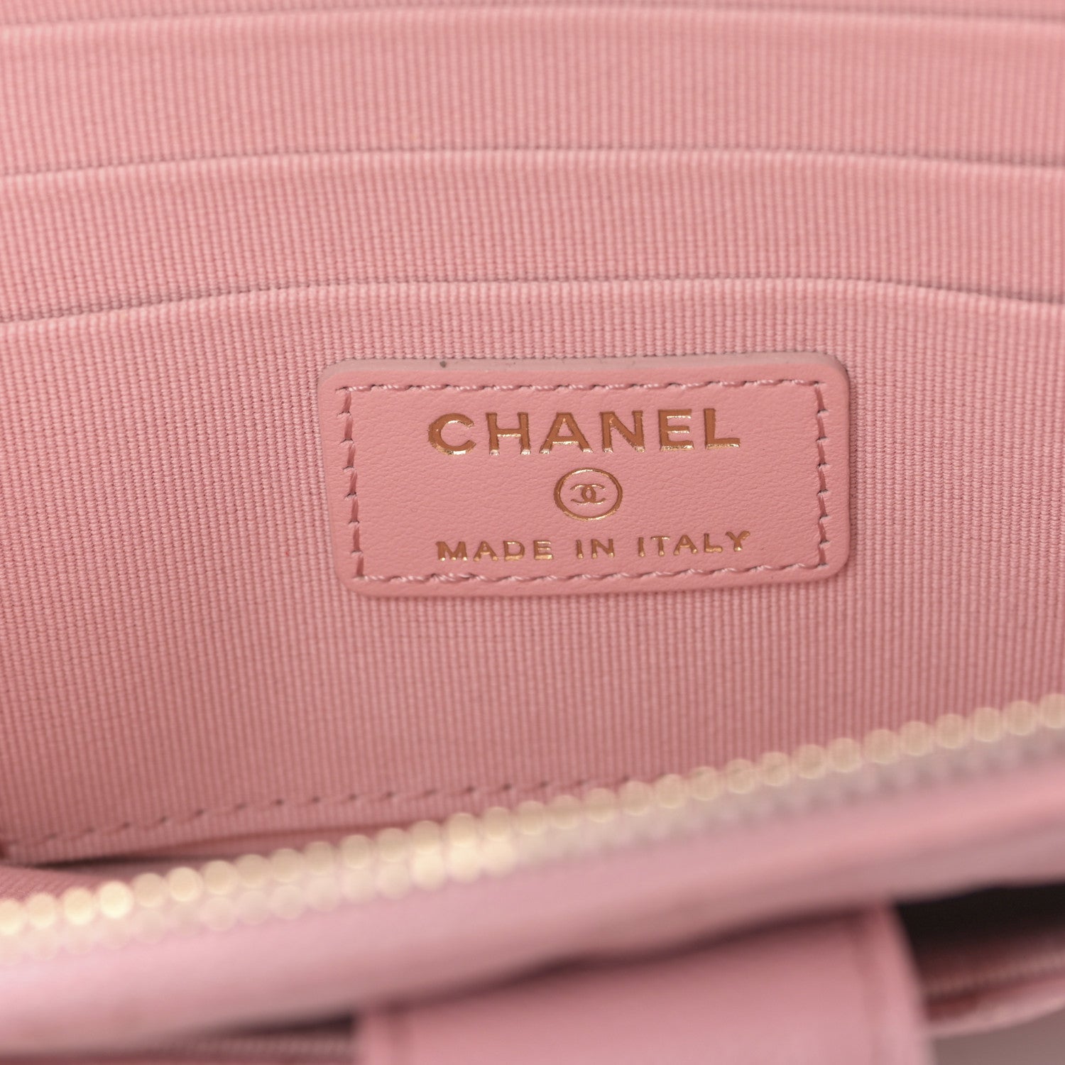 Chanel Caviar Quilted Phone Holder Zip Clutch Pink 6 of 10